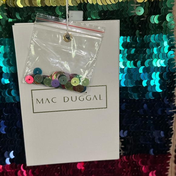 NWT Mac Duggal Women's Rainbow Striped Sequined Long Sleeve Mini Dress Size 4 - Picture 13 of 15